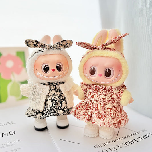 [Clothes only] First and second generation keychain Labubu clothes pendant Labubu baby clothes children's fun flower and fruit skirt set