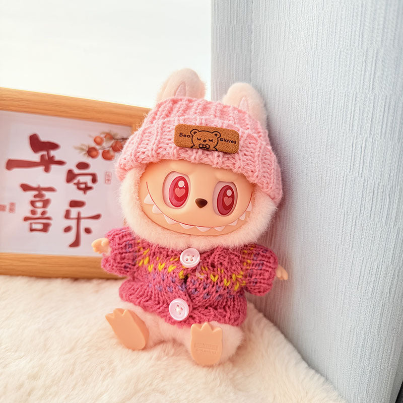 [Clothes only] One, two and three generations of keychains Labubu clothes pendant Labubu baby clothes knitted sweater hat set