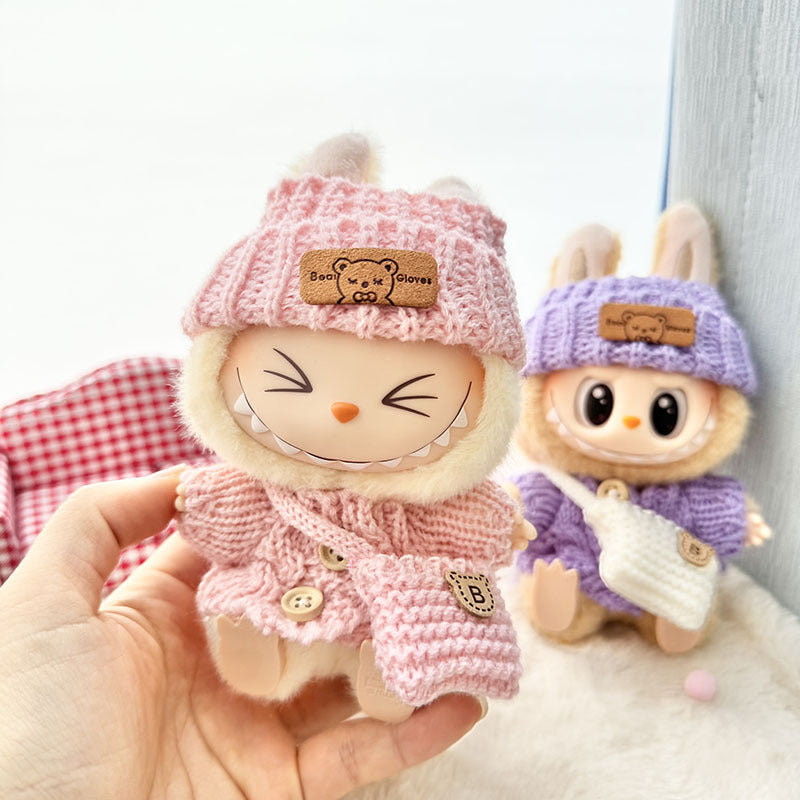 [Clothes only] First and second generation Labubu clothes pendant Labubu sitting party baby clothes wooden button sweater camera clothes