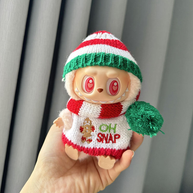 [Clothes only] Second-generation keychain Labubu clothes pendant Labubu sitting party biscuit man love hat