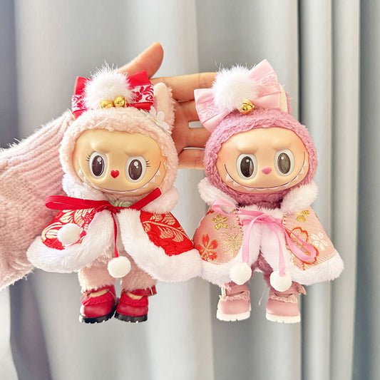 [Clothes only] First and second generation keychain Labubu clothes pendant Labubu sit party New Year's shawl set