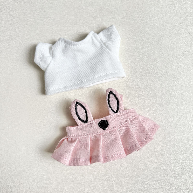 Clothes only] First and second generation Labubu clothes pendant Labubu sitting party baby clothes black edge rabbit ear strap skirt