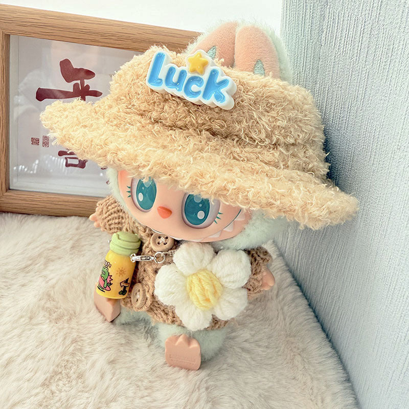 [Clothes only] 17cm blind box Labubu pendant baby clothes small animal hat Labubu trendy bucket hat accessories