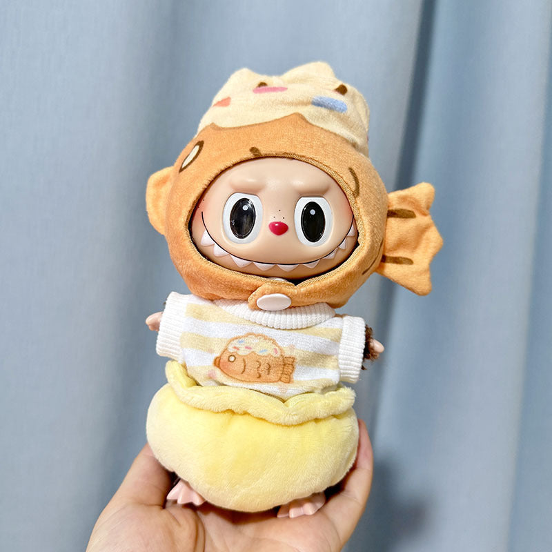 [Clothes only] 17cm keychain Labubu baby clothes blind box Labubu clothes snapper braised bread pants three-piece set