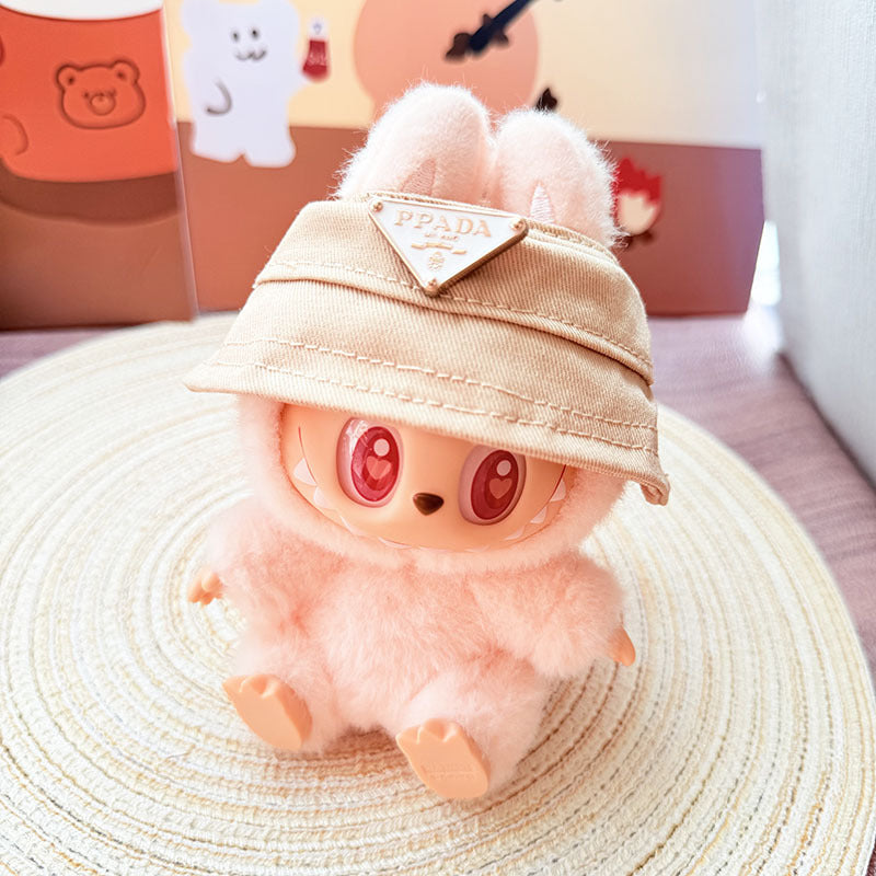 [Clothes only] 17cm blind box Labubu pendant baby clothes small animal hat Labubu trendy bucket hat accessories