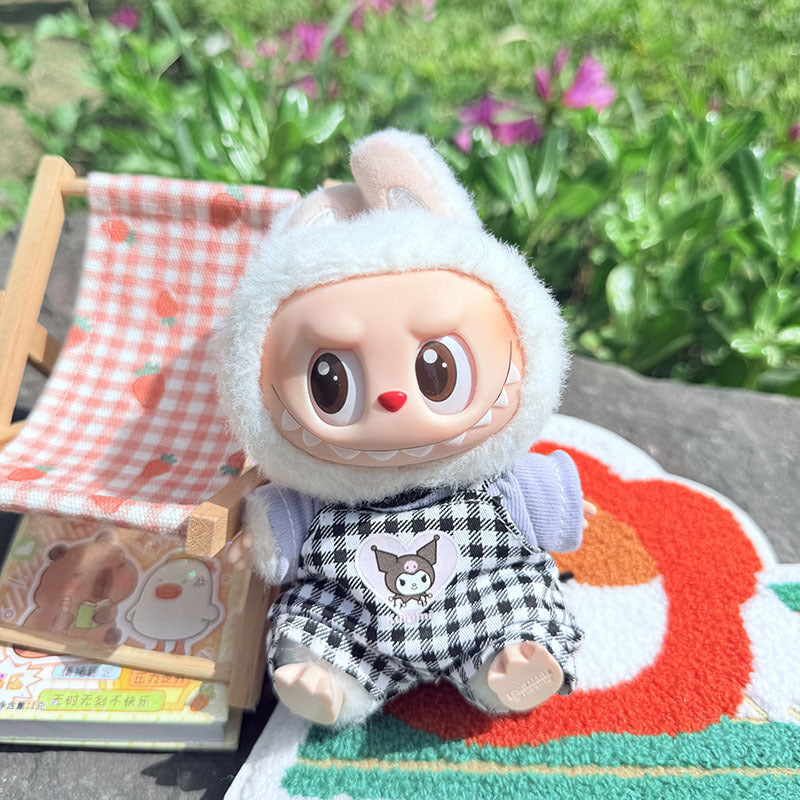 [Clothes only] First and second generation keychain Labubu clothes pendant Labubu baby clothes, earphones plaid picnic clothes.