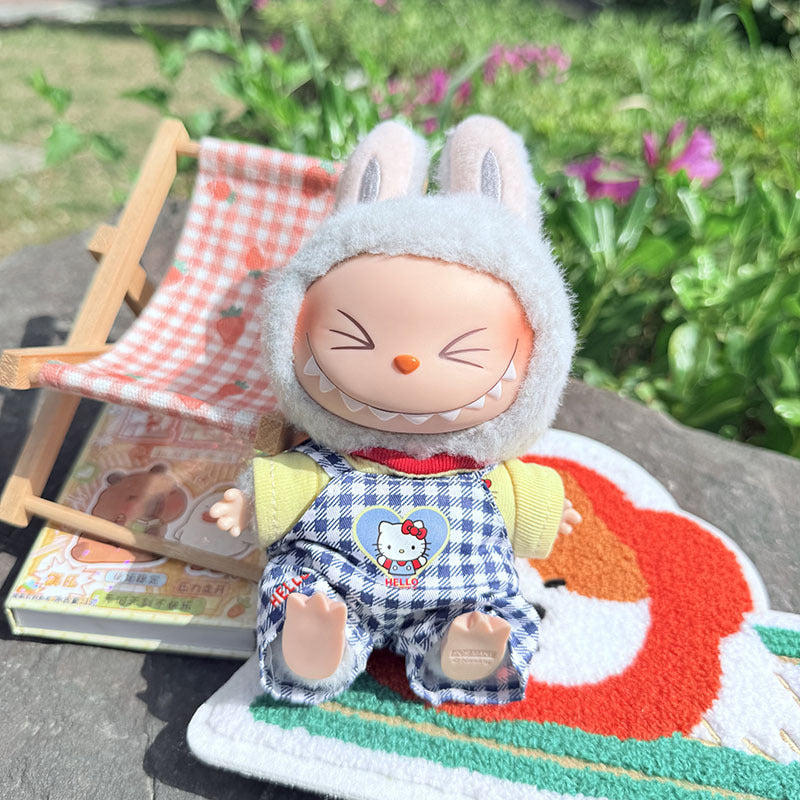 [Clothes only] First and second generation keychain Labubu clothes pendant Labubu baby clothes, earphones plaid picnic clothes.