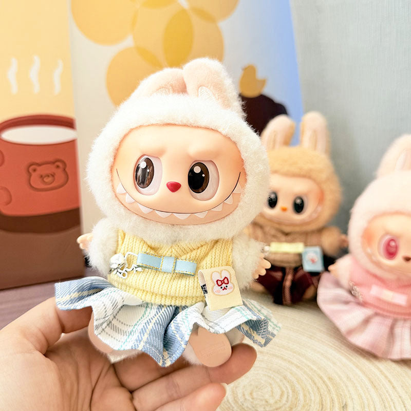 Clothes only] First and second generation Labubu clothes pendant Labubu sitting baby clothes sweetheart school flower skirt set cute