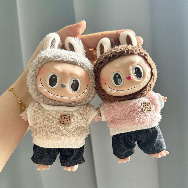 [Clothes only] 17cm pendant, rabub clothes, circle smiley shirt set, keychain labubu doll clothes.