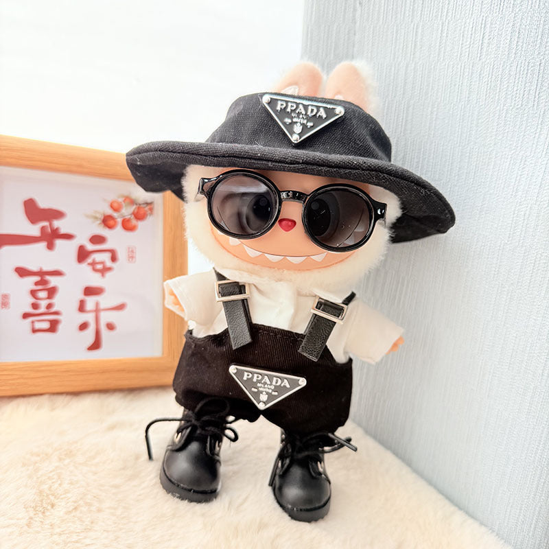[Clothes only] First and second generation keychain Labubu clothes pendant Labubu baby clothes inverted triangle overalls hat