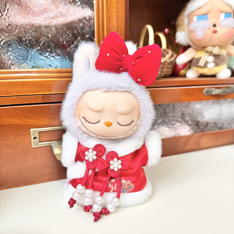 [Clothes only] First and second generation Labubu clothes pendant Labubu sitting party baby clothes pearl disc buckle Tang clothing cute
