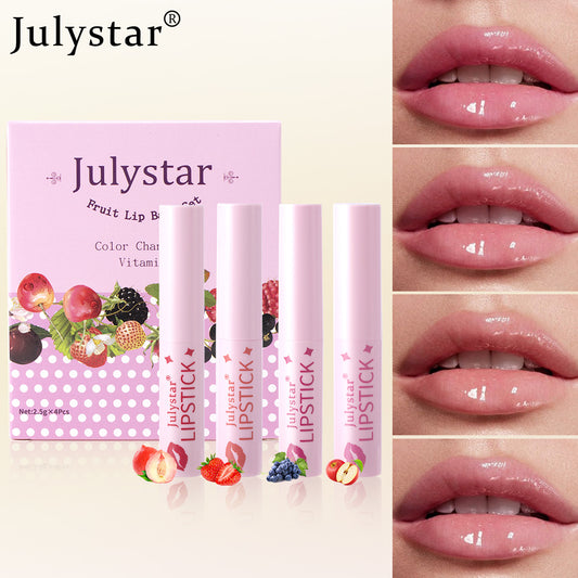Julystar Lip Color Changing Lip Balm Lip Pattern Moisturizing Hydrating Contains Vitamin E Fruit Flavor Temperature Changing Lipstick