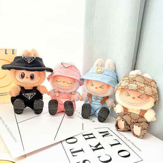 [Clothes only] First and second generation keychain Labubu clothes pendant Labubu baby clothes inverted triangle overalls hat