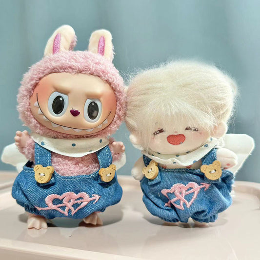 17Cm rabub wearing pendant labubu keychain baby clothes 10cm cotton doll clothes angel cupid clothes