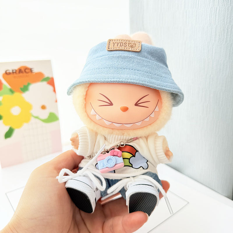 [Clothes only] 17cm Labubuva clothes LABUBU blind box sitting party first, second and third generation rainbow T suit.