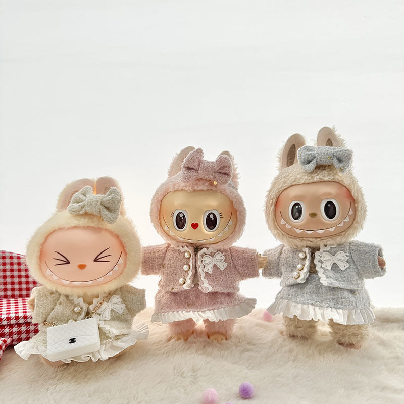 [Clothes only] First and second generation keychain Labubu clothes pendant Labubu baby clothes classic small fragrant skirt set