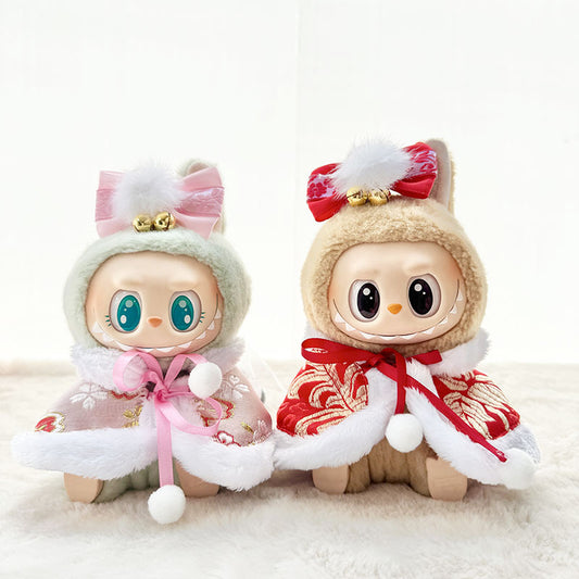 [Clothes only] First and second generation keychain Labubu clothes pendant Labubu sitting party New Year's antique shawl