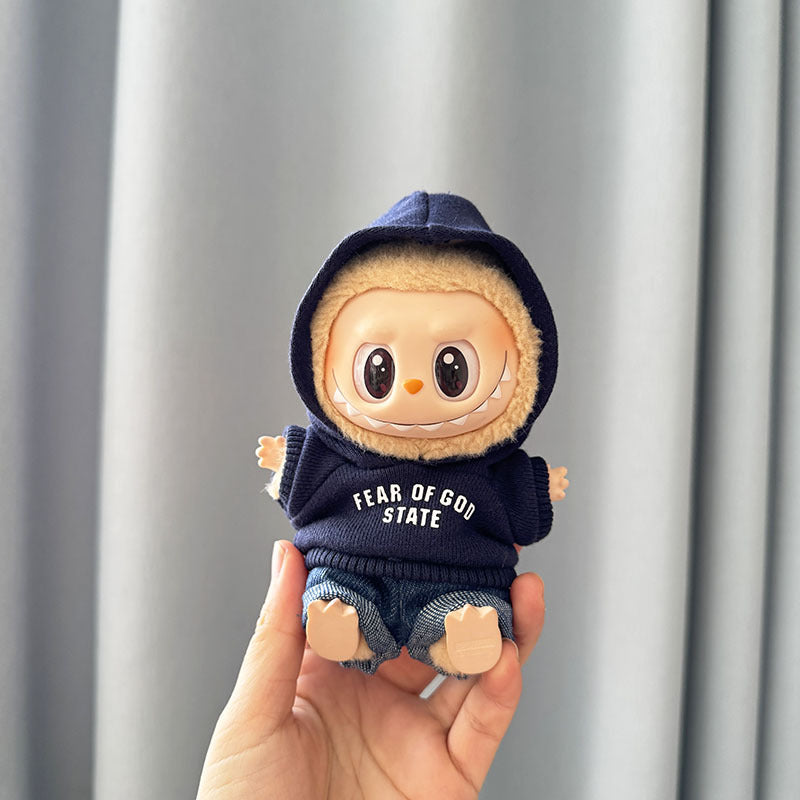 [Clothes only] First and second generation keychain Labubu clothes pendant Labubu baby clothes FEAR hooded sweater set