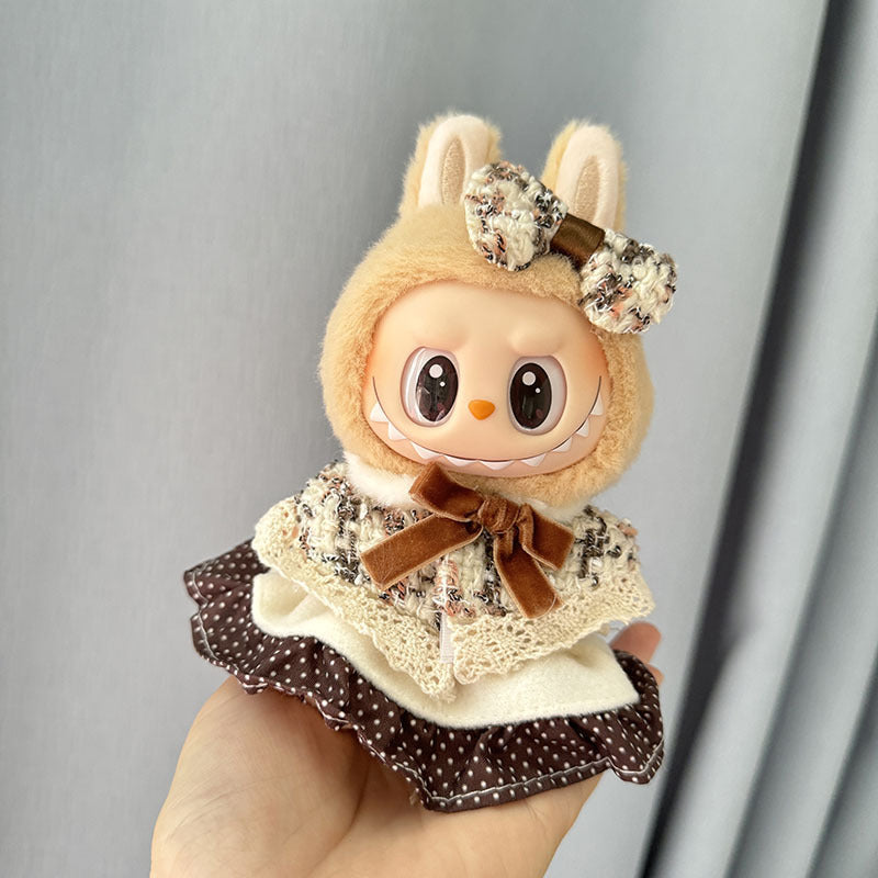 [Clothes only] Second-generation Labubu clothes pendant Labubu sitting party baby clothes headband Xiaoxiangfeng set