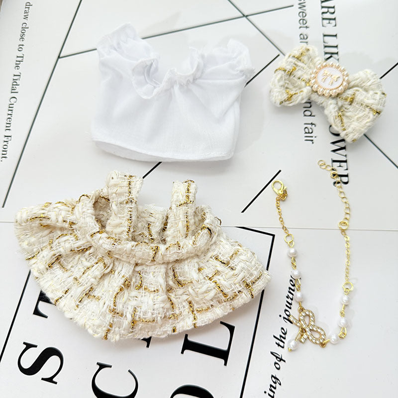 [Clothes only] First and second generation keychain Labubu clothes pendant Labubu baby clothes gold silk protagonist skirt set cute