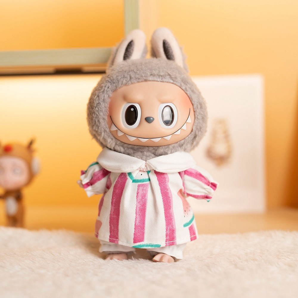[Clothes only] 17cm pendant Labubu clothes Kindergarten two-piece keychain labubu doll clothes cute