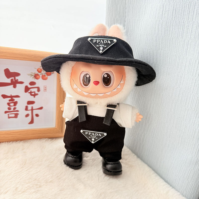 [Clothes only] First and second generation keychain Labubu clothes pendant Labubu baby clothes inverted triangle overalls pants hat powder