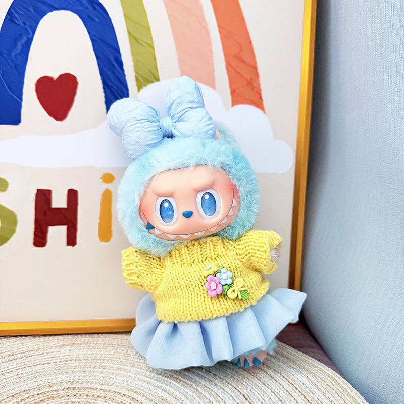 [Clothes only] One, two and three generations Labubu clothes pendant Labubu sitting baby clothes sweater jelly gauze skirt set