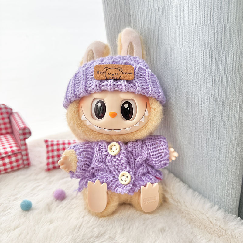 [Clothes only] First and second generation Labubu clothes pendant Labubu sitting party baby clothes wooden button sweater camera clothes