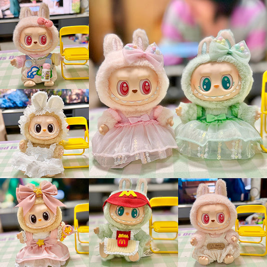 [Clothes only] First/second generation pendant Labubu clothes Rabub sitting party baby clothes colorful yarn sequined skirt cute