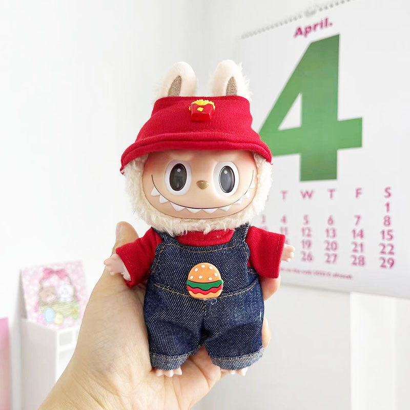 [Clothes only] 17cm pendant, rabub clothes, French fries, Hanfu strap set, labubu doll clothes, cute.