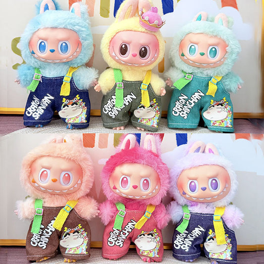 [Clothes only] One, two and three generations Labubu clothes pendant Labubu sitting baby clothes, small new overalls, cute and cute.