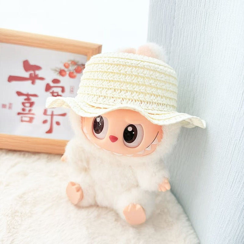 [Clothes only] 17cm blind box Labubu pendant baby clothes small animal hat Labubu trendy bucket hat accessories