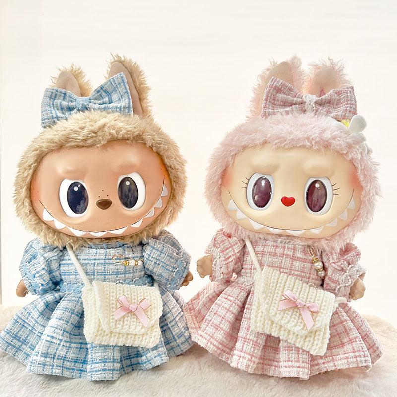 38Cm Labubu plush doll clothes for Labubu sweetheart doll baby clothes pearl small fragrant skirt set