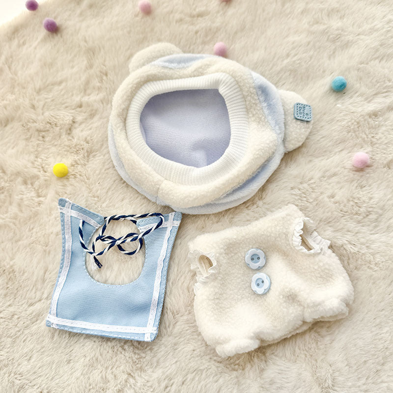 [Clothes only] First and second generation keychain Labubu clothes pendant Labubu baby clothes blue sky small white cloud three-piece set