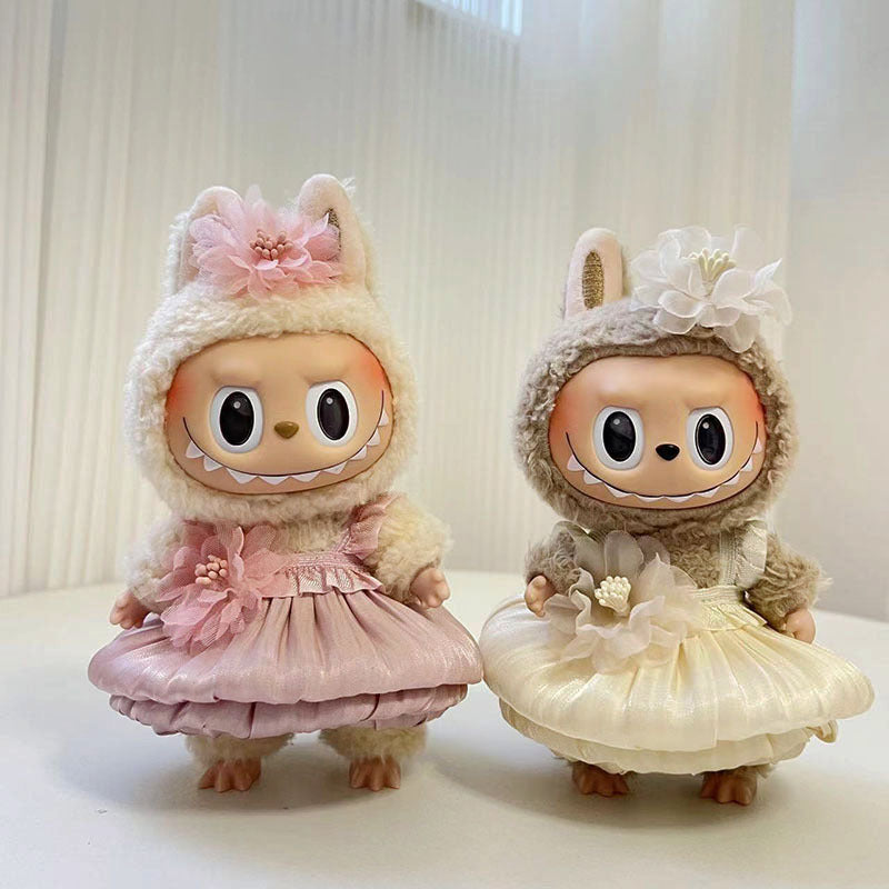 [Clothes only] 15cm pendant blind box with Labubu keychain doll dress, cute clothes.