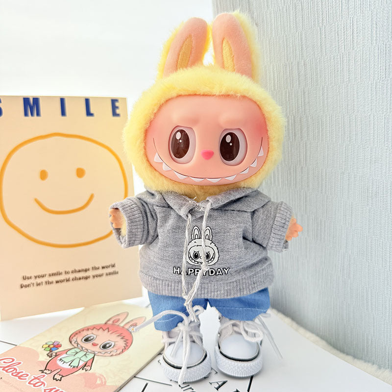 [Clothes only] First and second generation keychain Labubu clothes pendant Labubu baby clothes three-color hooded sweater set