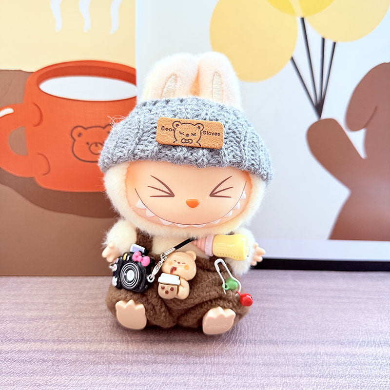 [Clothes only] One, two and three generations Labubu clothes pendant Labubu sitting baby clothes bottle overalls set cute