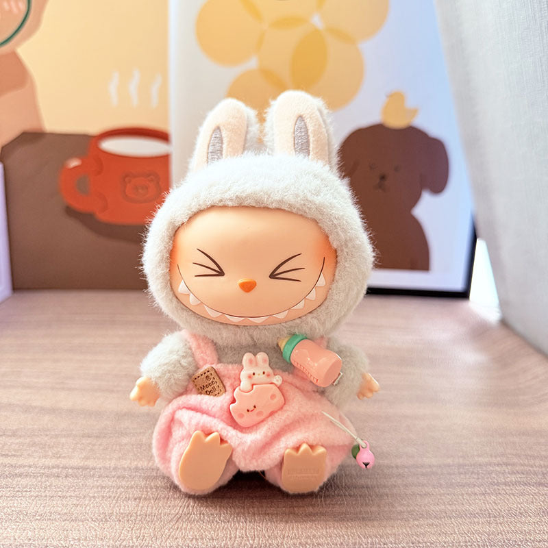 [Clothes only] One, two and three generations Labubu clothes pendant Labubu sitting baby clothes bottle overalls set cute