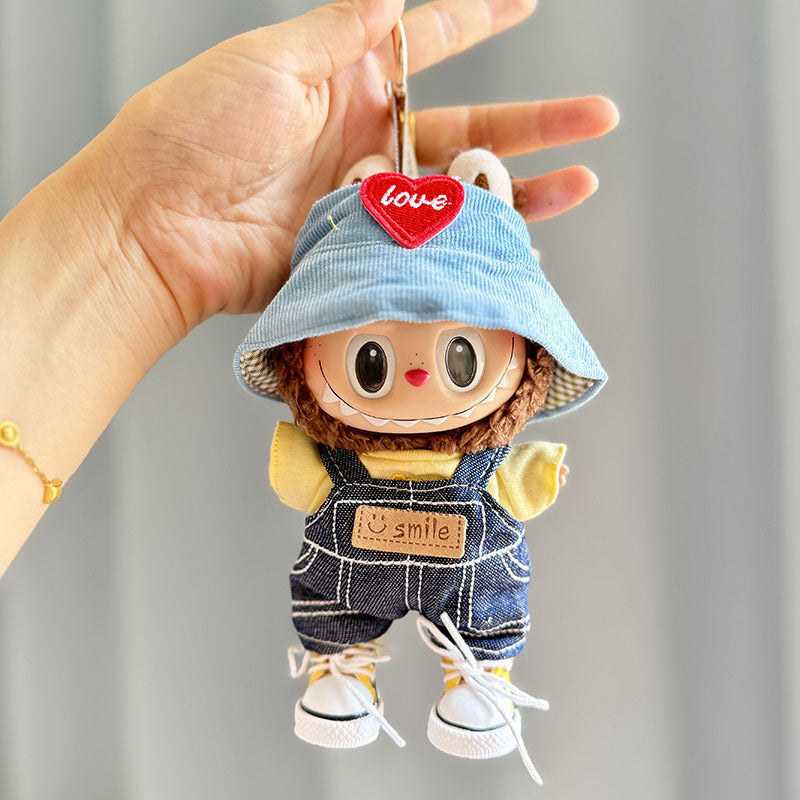 Clothes only] Baby clothes 17cm pendant Labubu clothes Labubu doll with overalls series cute and cute