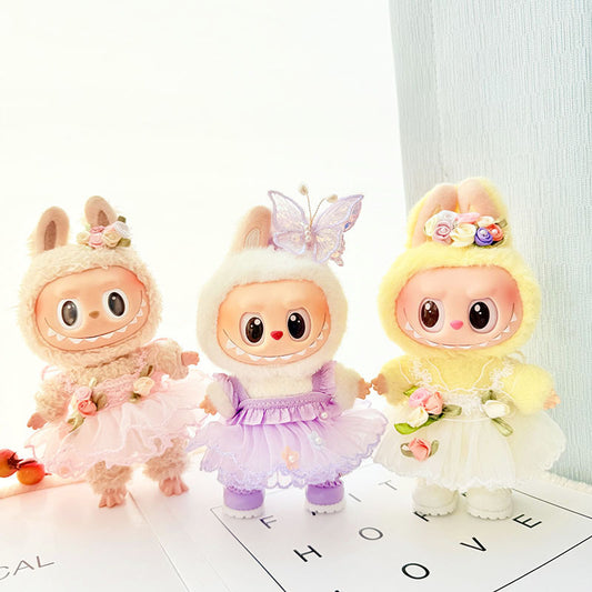 [Clothes only] First and second generation keychain Labubu clothes pendant Labubu baby clothes butterfly flower fairy gauze skirt