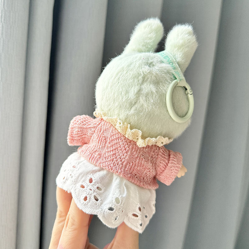[Clothes only] Second-generation keychain Labubu clothes pendant Labubu sitting party color buckle white skirt set