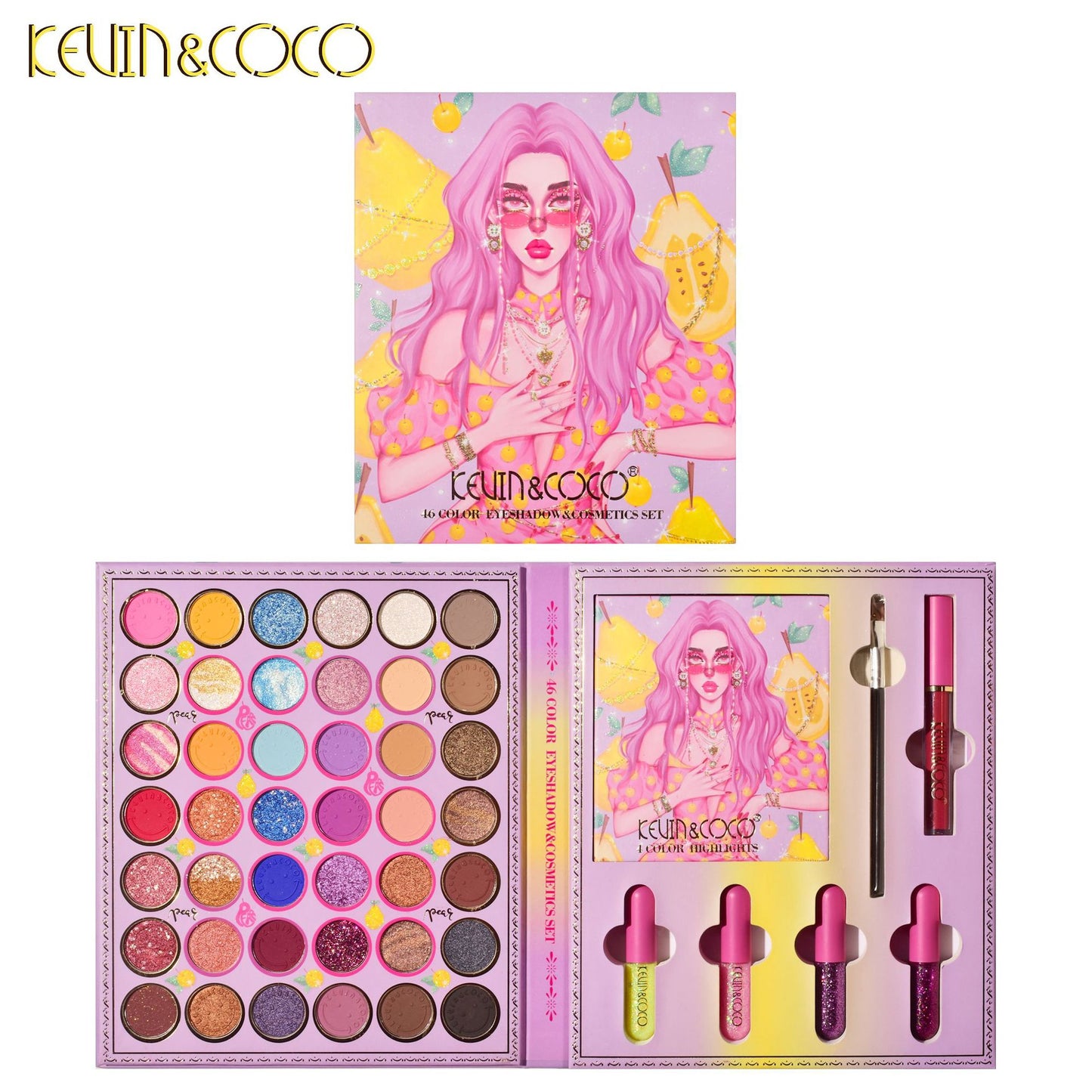 KEVIN & COCO Makeup Rock Sugar Sydney 46 Color Eyeshadow Set Highlight Pearlescent Matte Earth Color Spice Lasting
