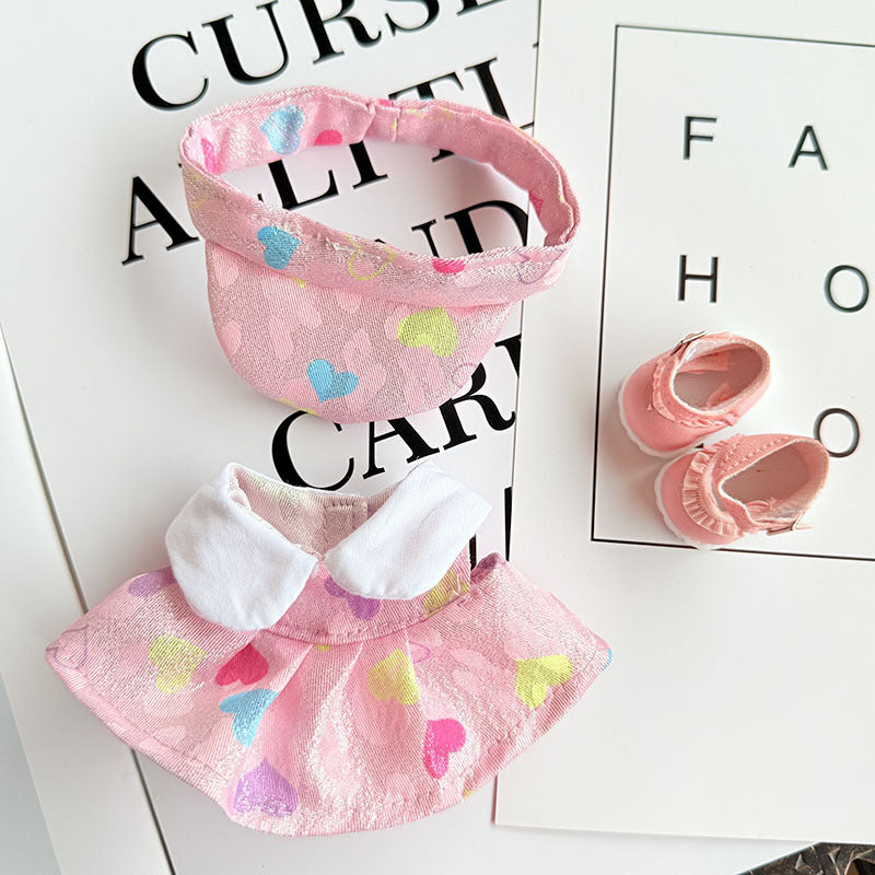 [Clothes only] 17cm Labubuwa clothes LABUBU blind box sitting party one two three generation color heart pink purple dress