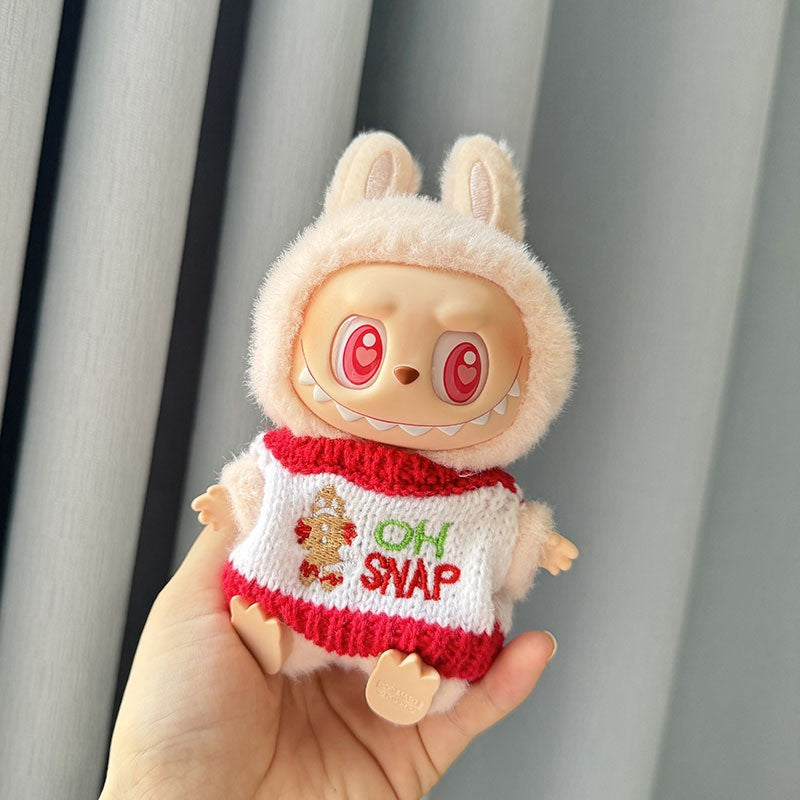 [Clothes only] Second-generation keychain Labubu clothes pendant Labubu sitting party biscuit man love hat