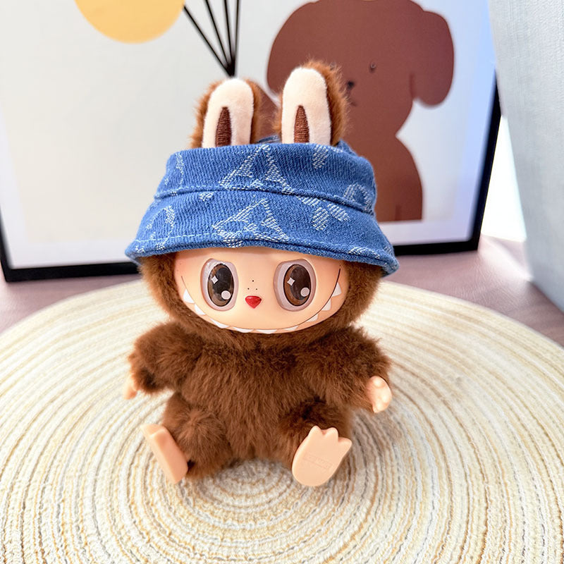 [Clothes only] First and second generation Labubu clothes pendant Labubu sitting baby clothes 8-character plaid overalls set