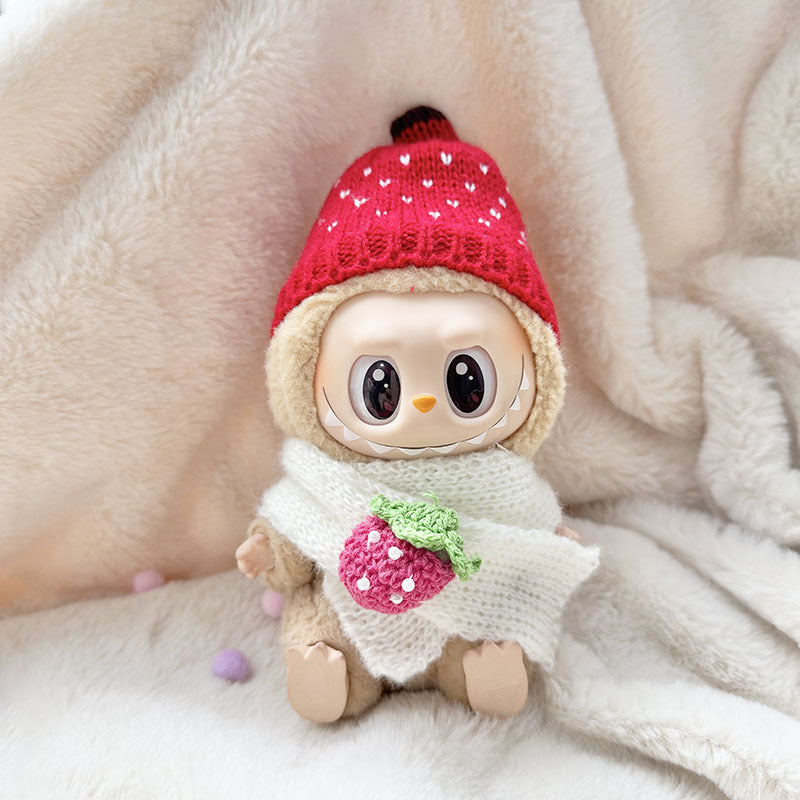 [Clothes only] First and second generation keychain Labubu clothes pendant Labubu sitting party strawberry scarf set