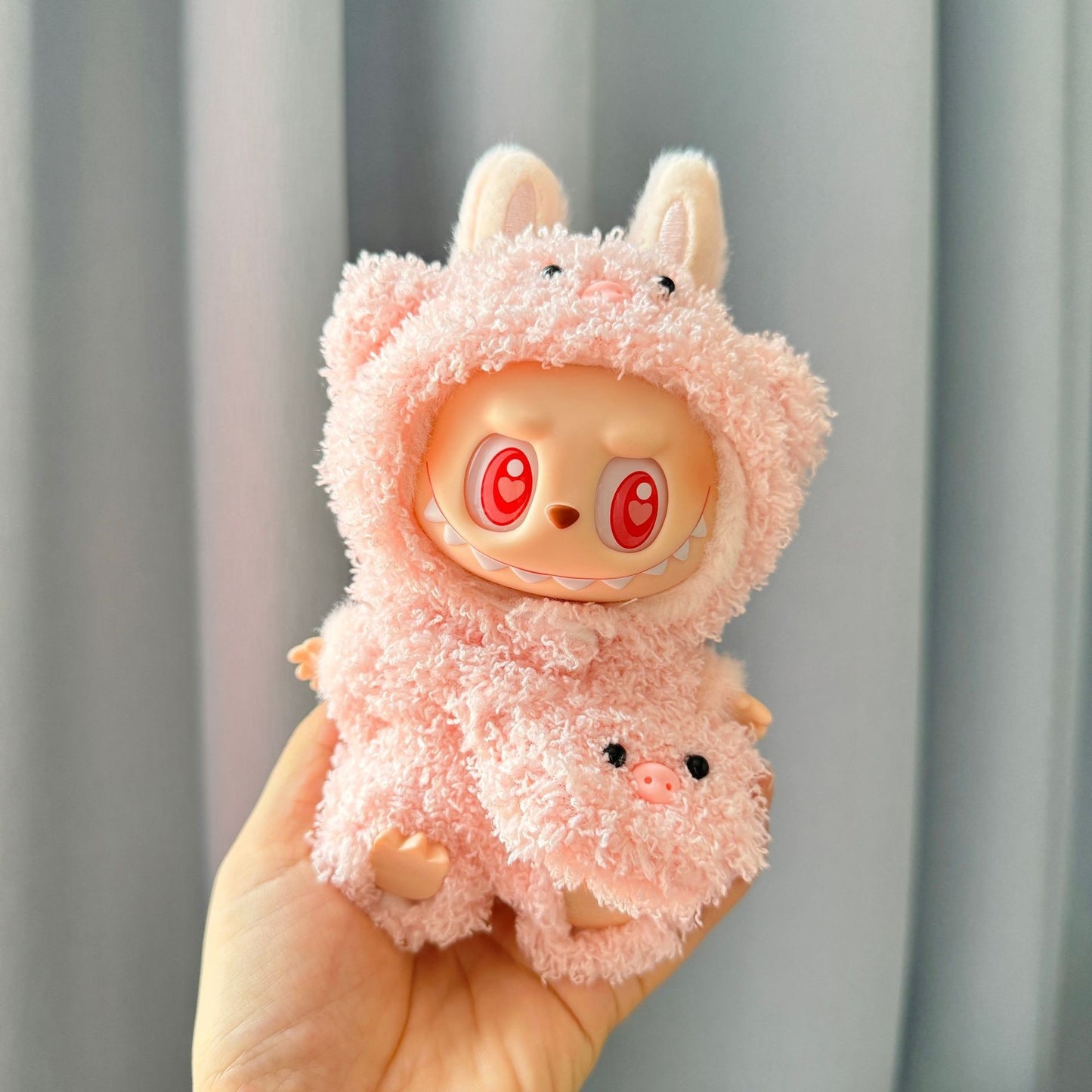 Clothes only] First and second generation Labubu clothes pendant Labubu sitting party baby clothes heart big-eared rabbit suit