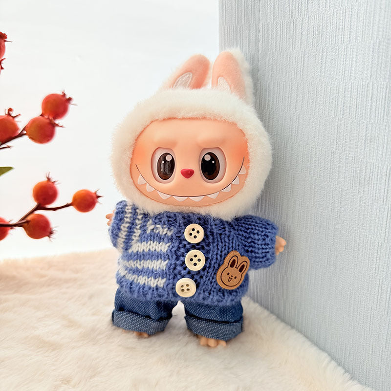 [Clothes only] First and second generation keychain Labubu clothes pendant Rab cloth button sweater jeans set cute