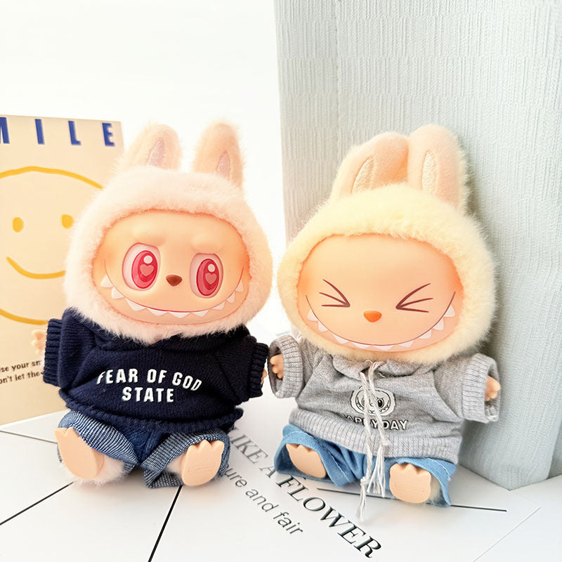 [Clothes only] First and second generation keychain Labubu clothes pendant Labubu baby clothes FEAR hooded sweater set