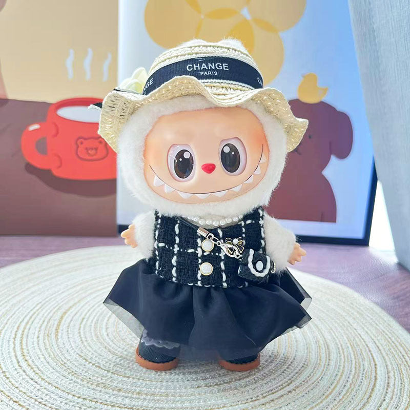 [Clothes only] First and second generation keychain Labubu clothes pendant Labubu pearl style small fragrant skirt women